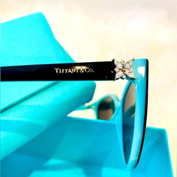 TIFFANY & CO. AUTHENTIC SUNGLASSES 4089B CAT EYE SHAPE CRYSTAL BUTTERFLY ACCENT - Picture 7 of 11